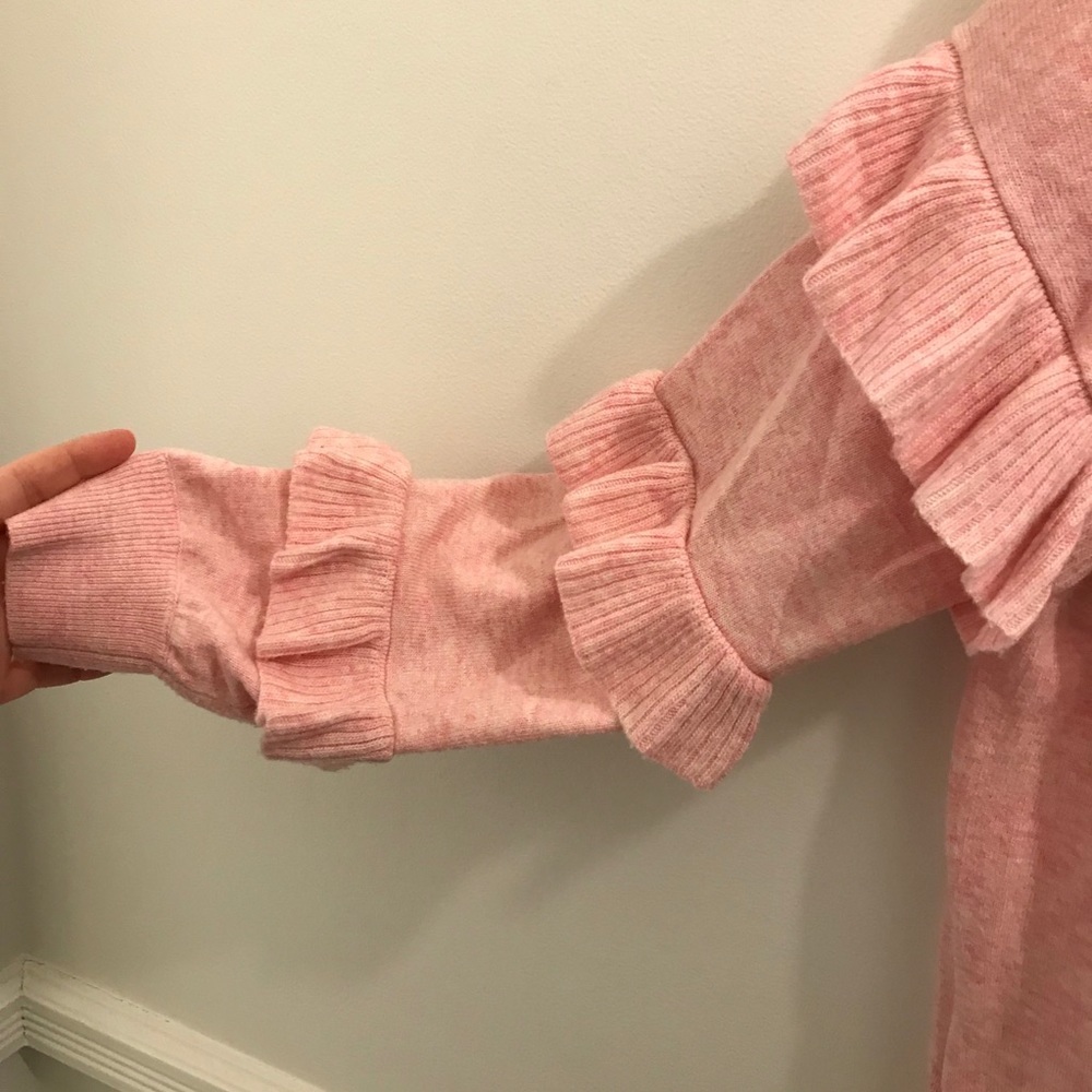 J Crew Ruffle Sleeve Sweater small wool pink - Picture 6 of 13